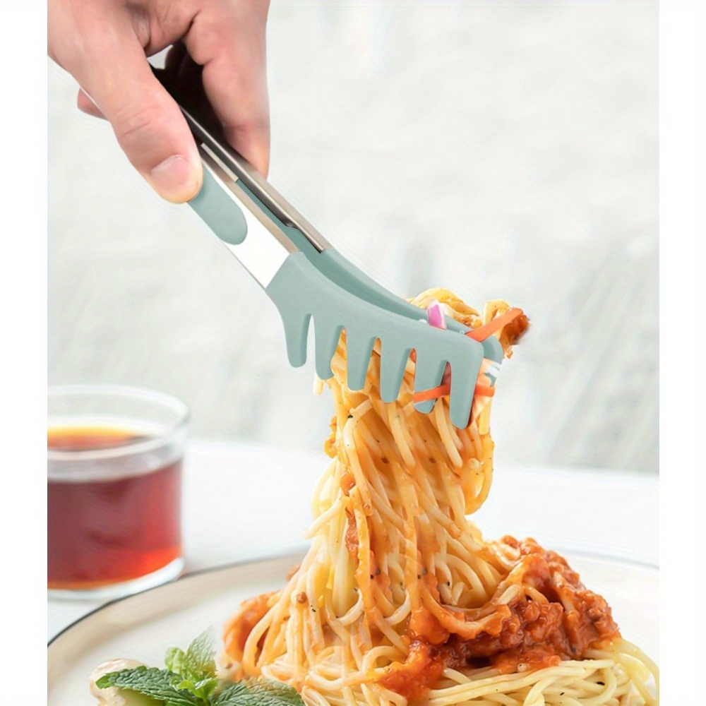 3pcs Stainless Steel Tongs Kitchen with Silicone Tips, Kitchen Tongs Silicone, Pasta Tongs, Barbecue Tongs Silicone, Cooking Tongs, Meat Tongs, Salad Tongs, Serving Tongs for Grilling, Salad, Cooking (Green)