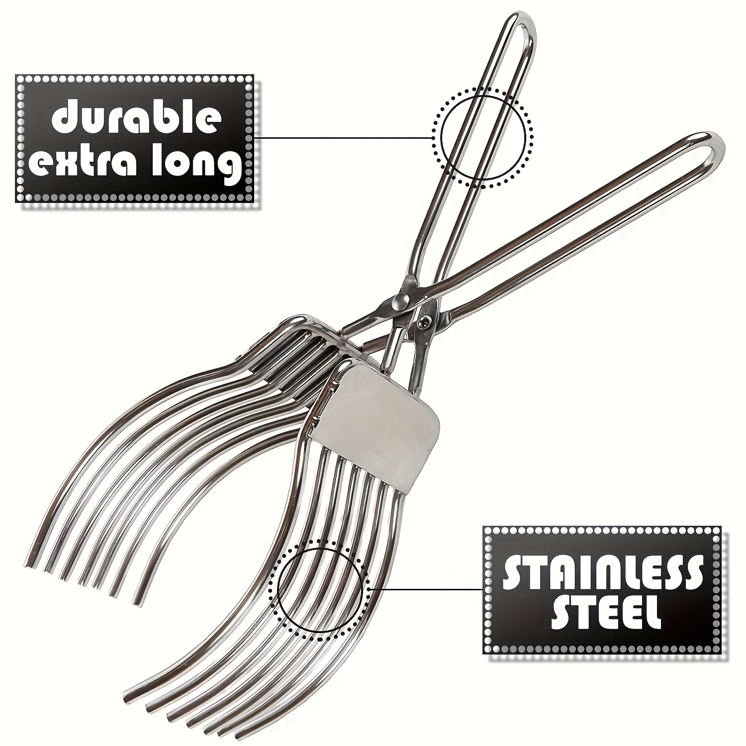 1pc Stainless Steel Meat Tongs - Heavy-Duty Multi-Functional BBQ Tongs for Grilling, Slicing, and Handling Meat, Ham, Bread - Food-Safe 304 Stainless Steel with Ergonomic Handles for Home, Outdoor, and Camping Use, Grilling Accessories for Outdoor Grill, - Image 6