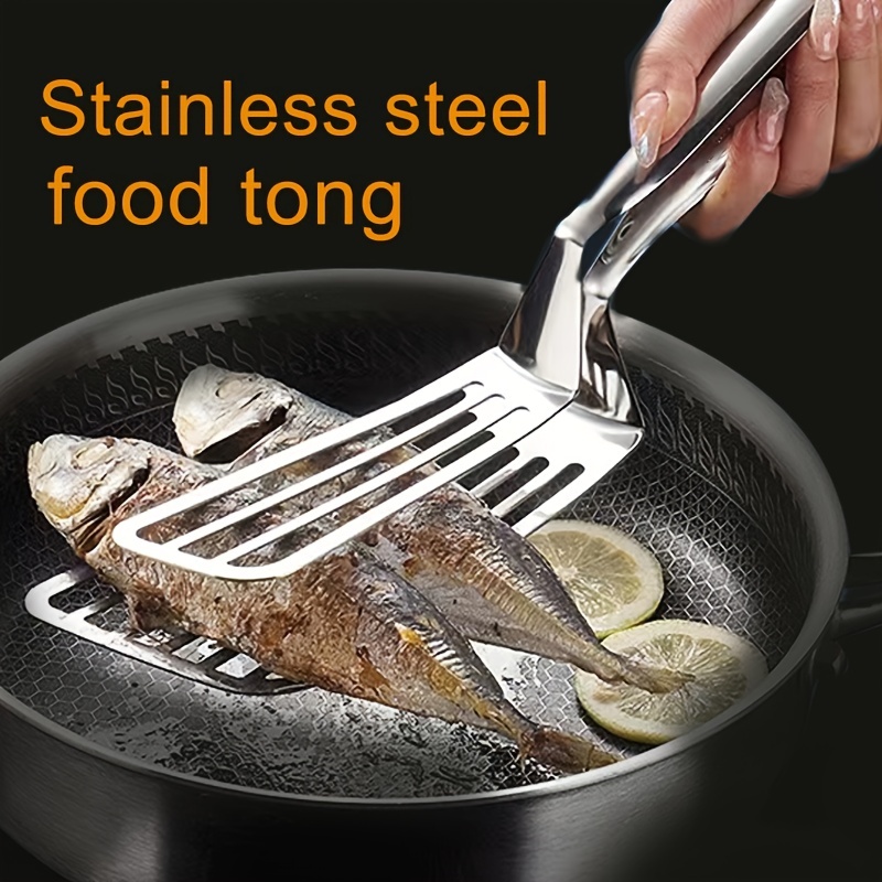 Heavy-Duty Commercial & Home Kitchen Use - Stainless Steel Construction, Non-Slip Grip - Dual-Sided Spatula & Clamp for Flipping, Turning, Gripping - Ideal for Grilling, Frying, Baking, BBQ - Space-Saving Design, Grilling Essentials
